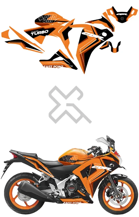 Turbo Edition Full Body Sticker Compatible with CBR 250R | Made In Premium Matte Vinyl With FPF (Fade Protection Film), Waterproof, Precut Sticker, Pack Of 1 Compatible with Both Side